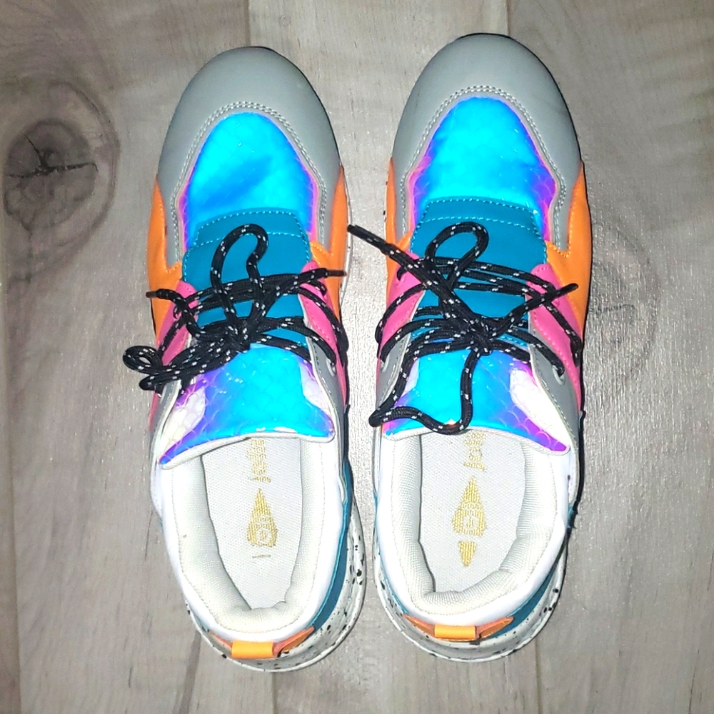 Jolimall pink+orange+blue sneakers for women in size 9
